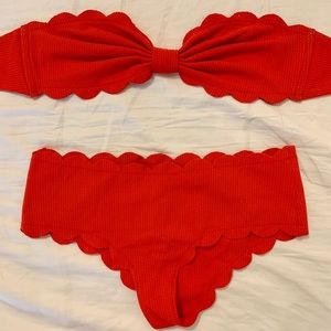 Marysia Scalloped Bikini Set in Poppy Red – Small